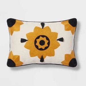 Opalhouse designed with Jungalow Cream/Gold Embroidered Sun Lumbar Throw Pillow